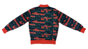Ellesse - Logo-Patterned Red & Black Zip-Up 2000s Large