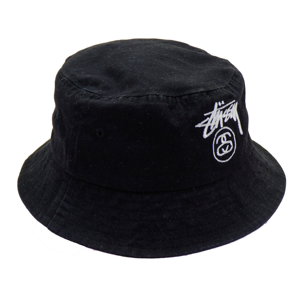 Stussy - Black Bucket Hat Fitted Vintage Retro