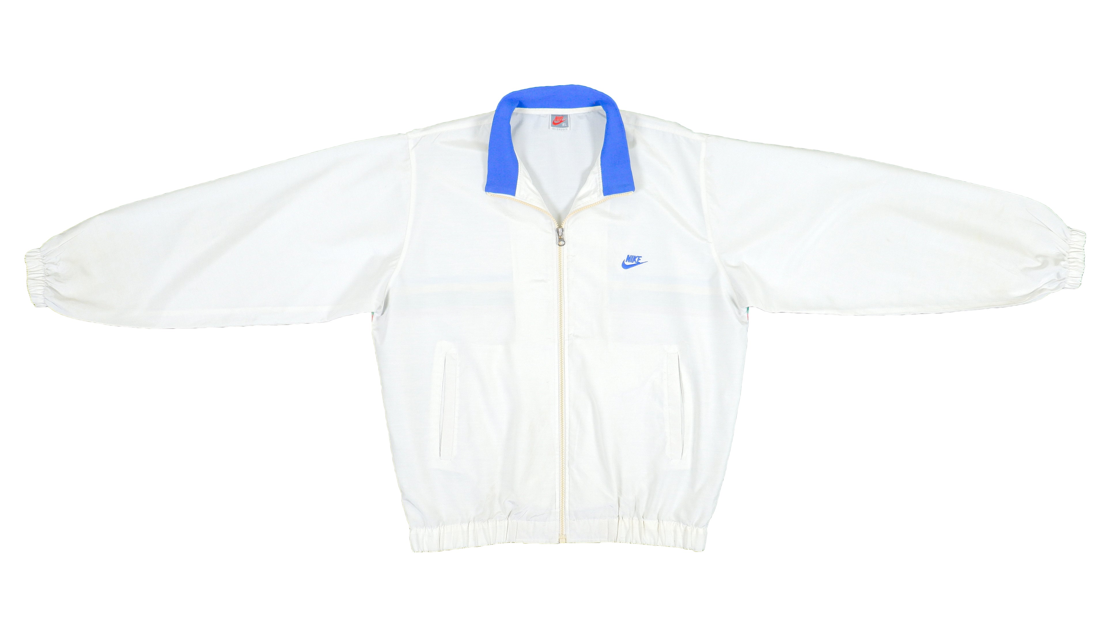 Nike - White Spell-Out Bomber Windbreaker 1990s Large Vintage Retro