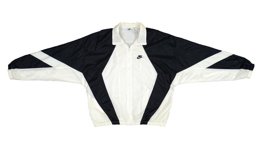 Nike - Black & White Zip-Up Windbreaker 1990s Large Vintage Retro