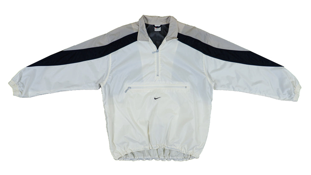 Nike - Black & White 1/4 Zip Windbreaker 1990s Large Vintage Retro