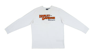 Harley Davidson - White Spell-Out Long Sleeved Shirt 1990s Large