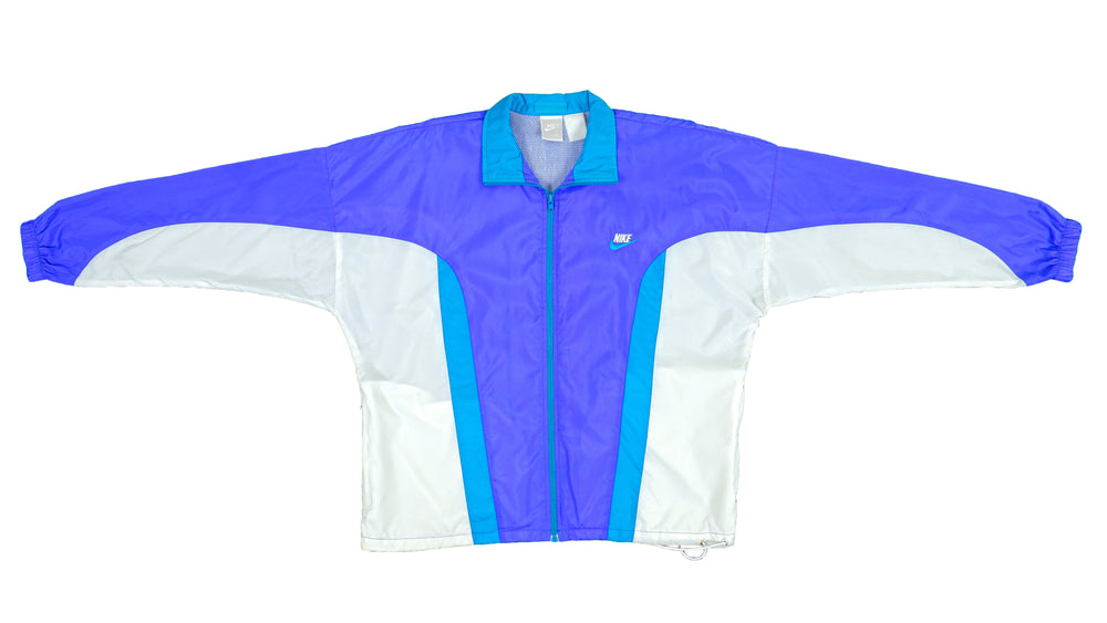 Nike  - Blue & White Windbreaker 1990s Large Vintage Retro