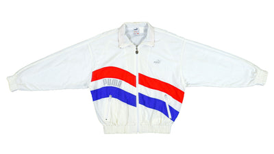 Puma - White Spell-Out Windbreaker 1990s Large
