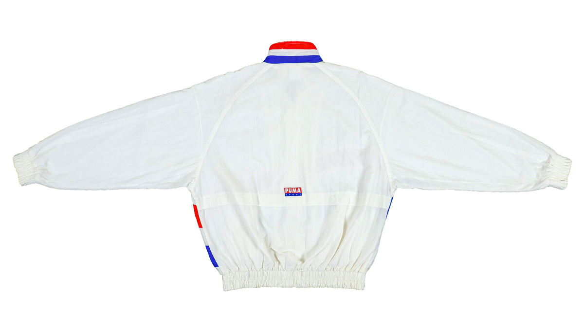 Puma - White Spell-Out Windbreaker 1990s Large