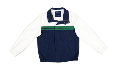 Nautica - Blue, White & Green Spell-Out Jacket 1990s Small