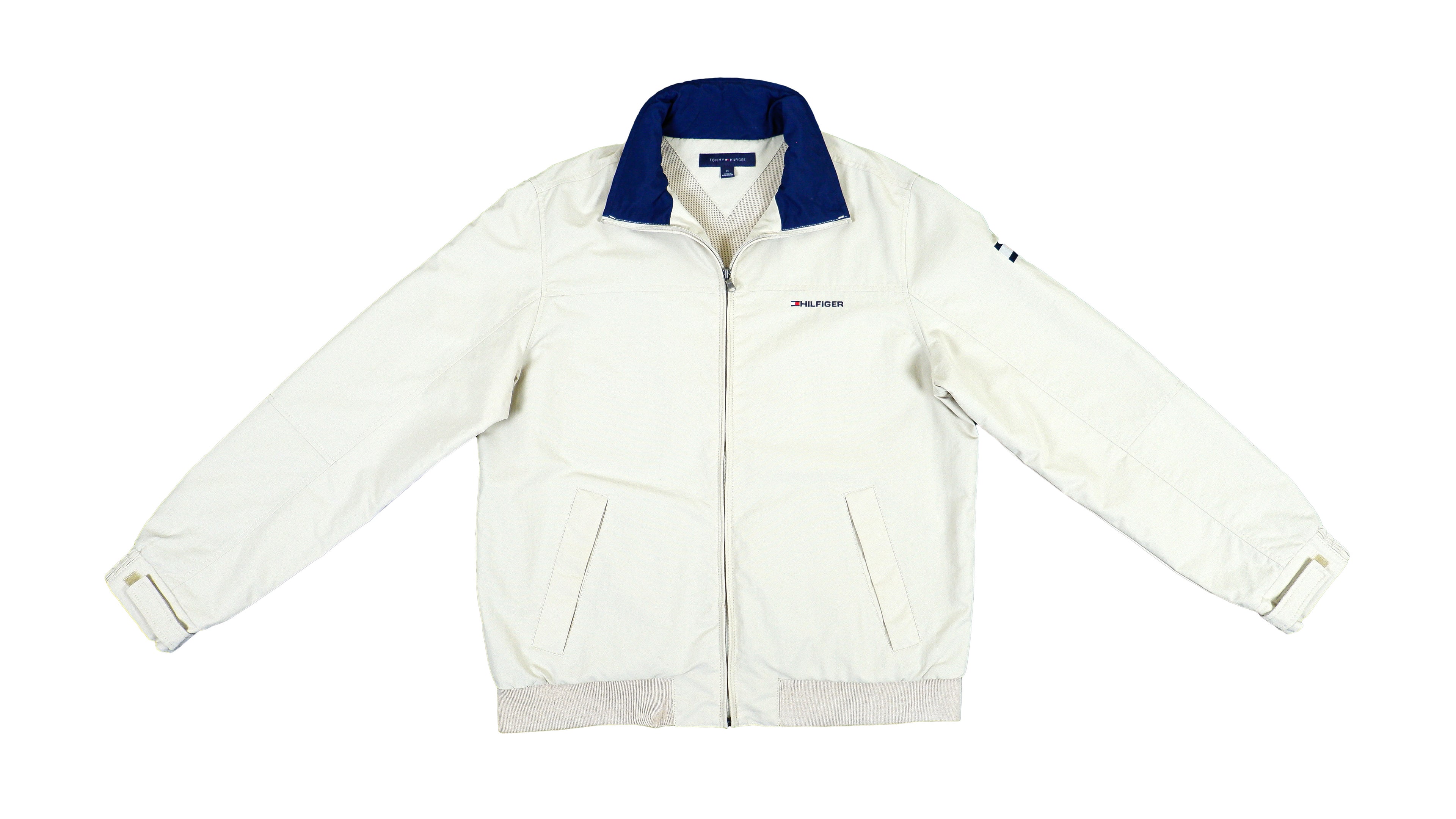 Tommy Hilfiger - Beige Harrington Spell-Out Jacket Medium Vintage Retro