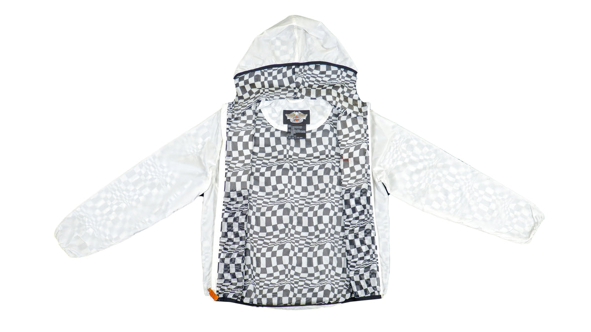 Harley Davidson - White Patterned Hooded Jacket X-Small Vintage Retro