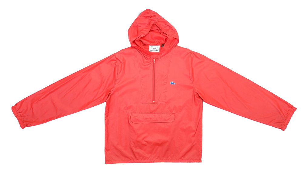 Lacoste - Red IZOD 1/4 Zip Hooded Windbreaker 1990s Medium