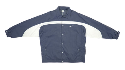 Nike - Grey & White Button Up Windbreaker 1990s X-Large