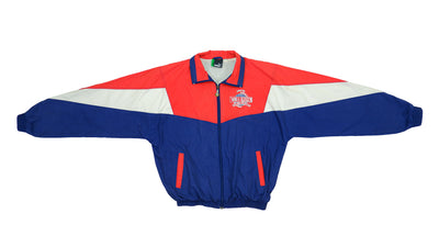 Puma - Blue, Red and White Colorblock Windbreaker 1990s Large