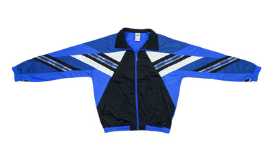 Puma - Blue & Black Taped Logo Track Jacket 1990s Large