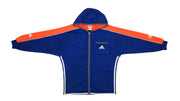 Adidas - Blue & Orange Giant Logo Hooded Track Jacket 1990s Large Vintage Retro