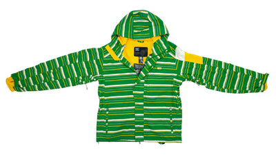 DC Shoes - Green Striped Hooded Windbreaker 1990s Large