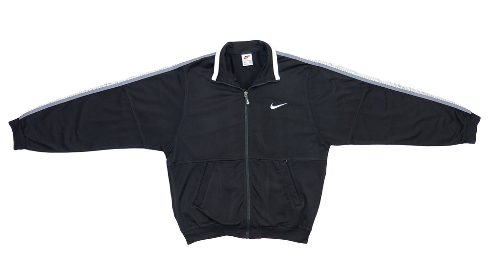 Nike - Black Big Logo Track Jacket 1990s Medium Vintage Retro