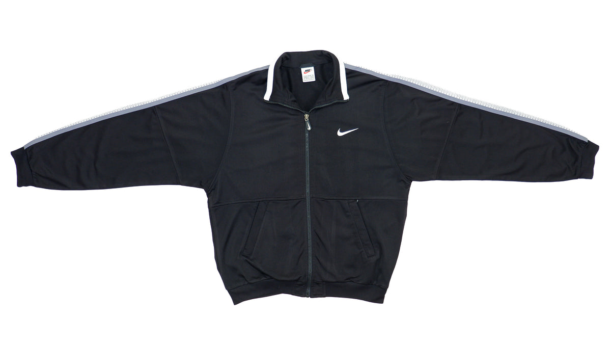 Nike - Black Big Logo Track Jacket 1990s Medium Vintage Retro