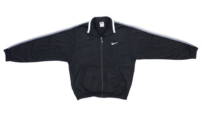 Nike - Black Big Logo Track Jacket 1990s Medium