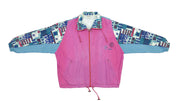 Adidas - Pink with Blue Patterned Windbreaker 1990s Large Vintage Retro