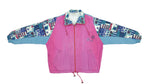 Adidas - Pink with Blue Patterned Windbreaker 1990s Large Vintage Retro