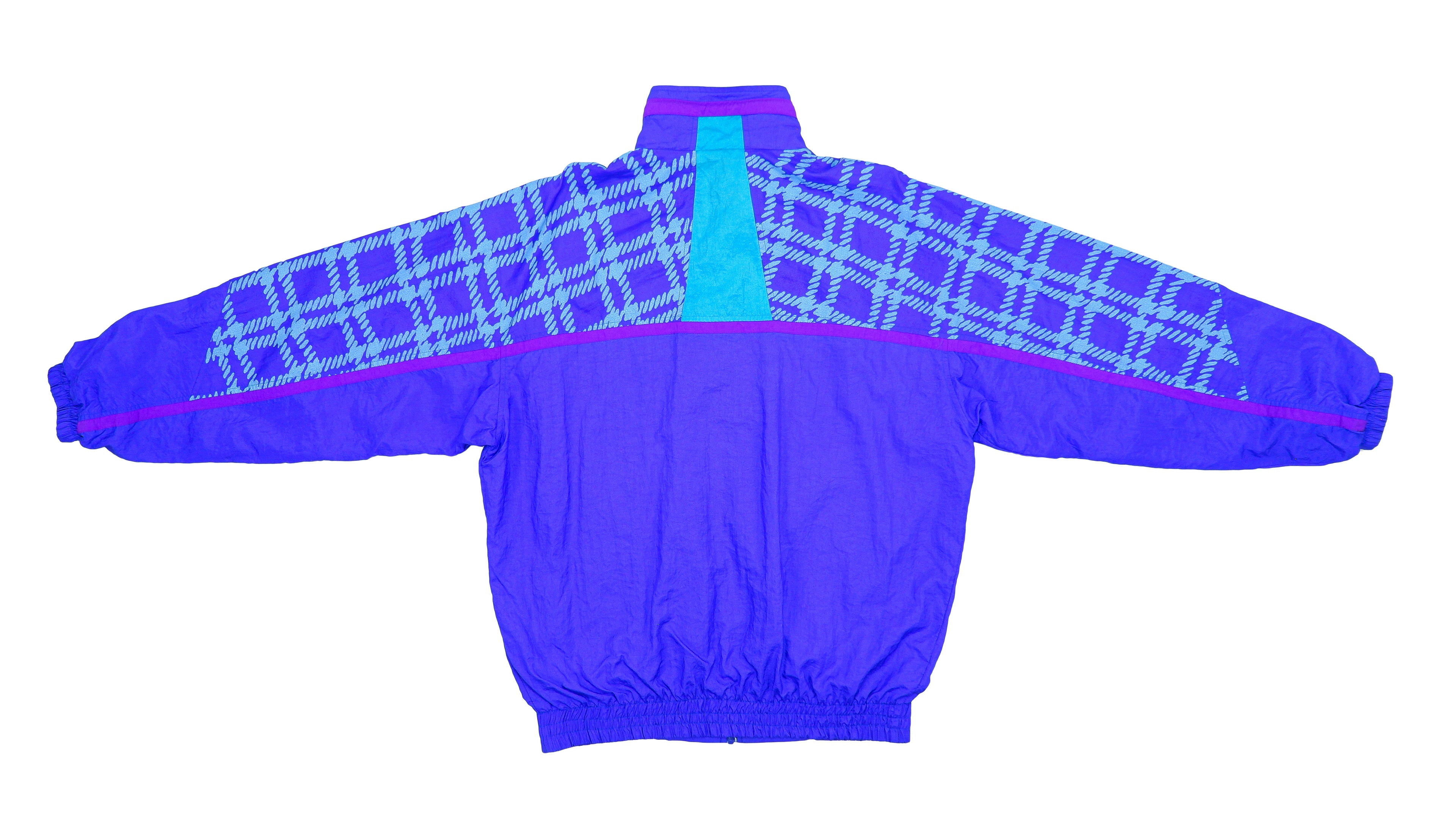 FILA - Blue Patterned Zip-Up Windbreaker 1990s Large Vintage Retro