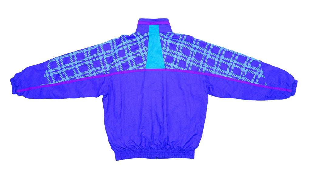 FILA - Blue Patterned Zip-Up Windbreaker 1990s Large Vintage Retro