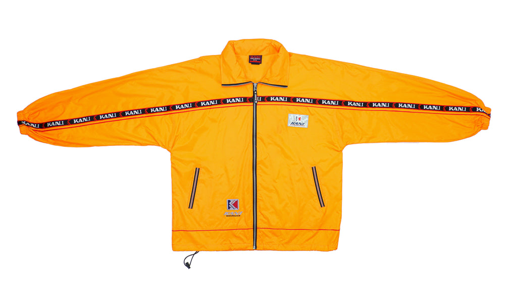 Karl Kani - Orange Taped Logo Windbreaker 1990s Large Vintage Retro