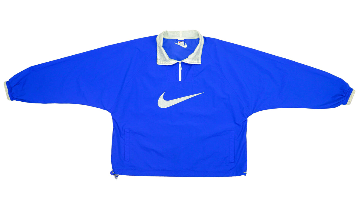 Nike - Blue Big Logo 1/4 Zip Pullover 1990s XX-Large Vintage Retro