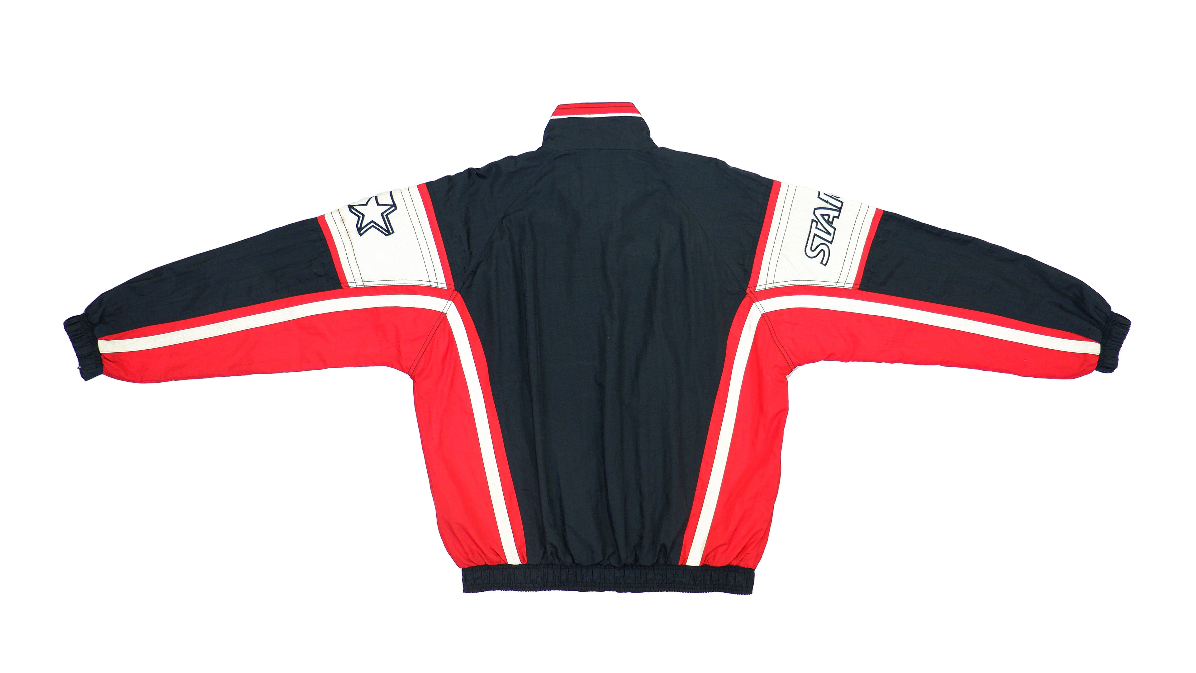 Starter - Black & Red Colorblock Spell-Out Windbreaker 1990s Large Vintage Retro