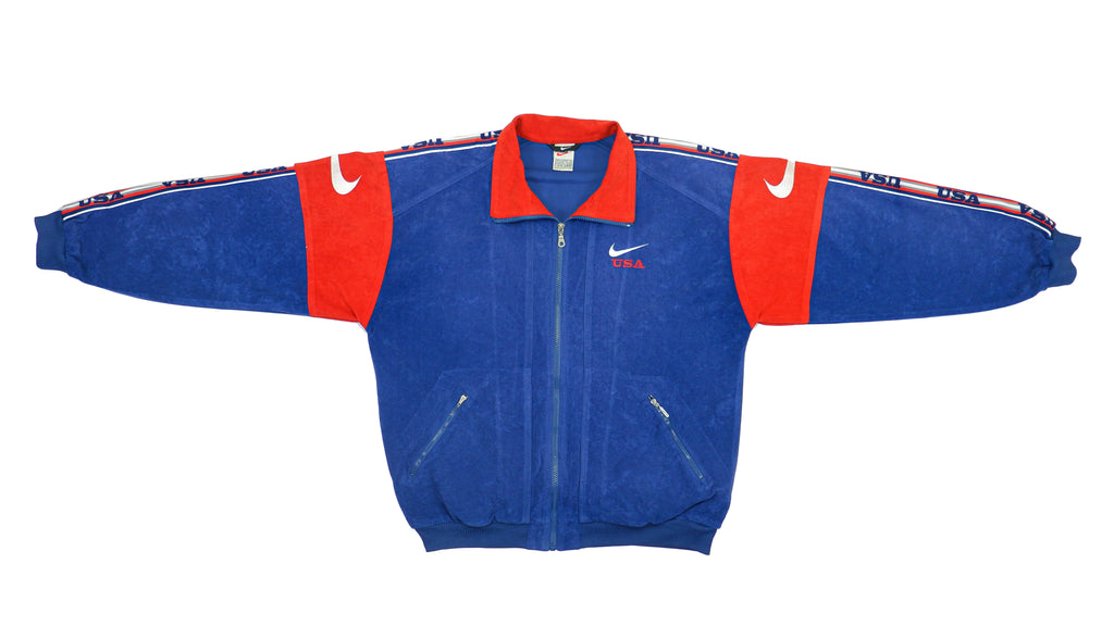 Nike - Red & Blue USA Track Jacket 1990s Large Vintage Retro