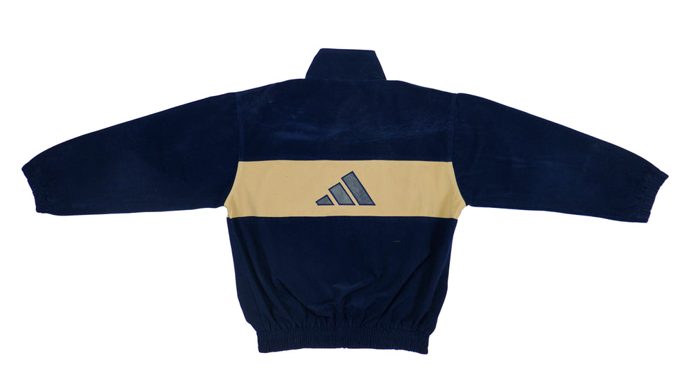 Adidas - Black Suede Big Logo Jacket 1990s Large Vintage Retro