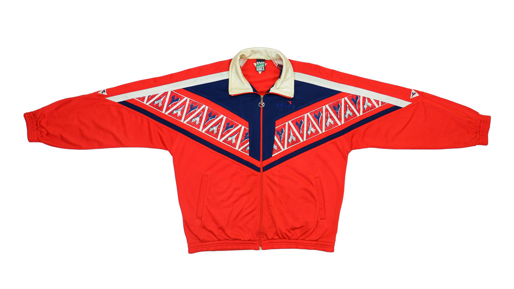 Diadora - Red Taped Logo Track Jacket 1990s Large Vintage Retro
