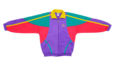 Puma - Purple, Red & Green Colorblock Track Jacket 1990s Medium