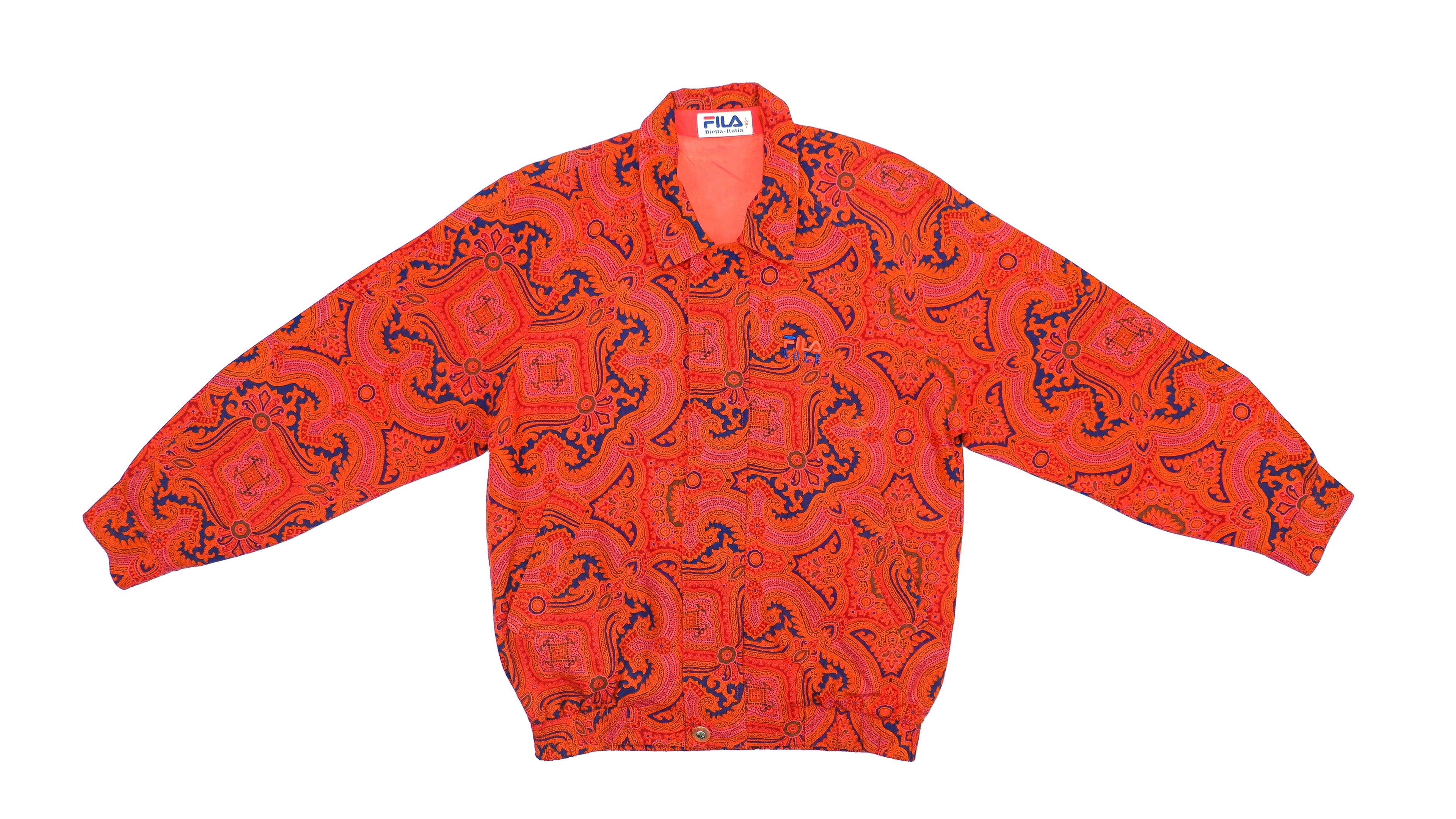 FILA - Red Patterned Jacket 1990s Small Vintage Retro