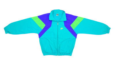 Nike - Blue & Green Colorblock Windbreaker 1990s Medium
