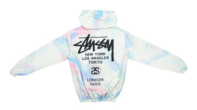 Stussy - White Pastel Spell-Out Hooded Windbreaker Small