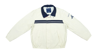 Nautica - Beige with Blue Competition Sailing Jacket 1990s Large