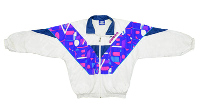 Umbro - Blue & White Logo Patterned Windbreaker 1990s Large