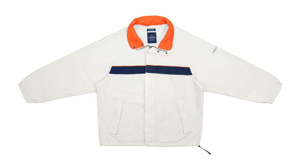 Nautica - Cream Spell-Out Jacket 1990s Large Vintage Retro