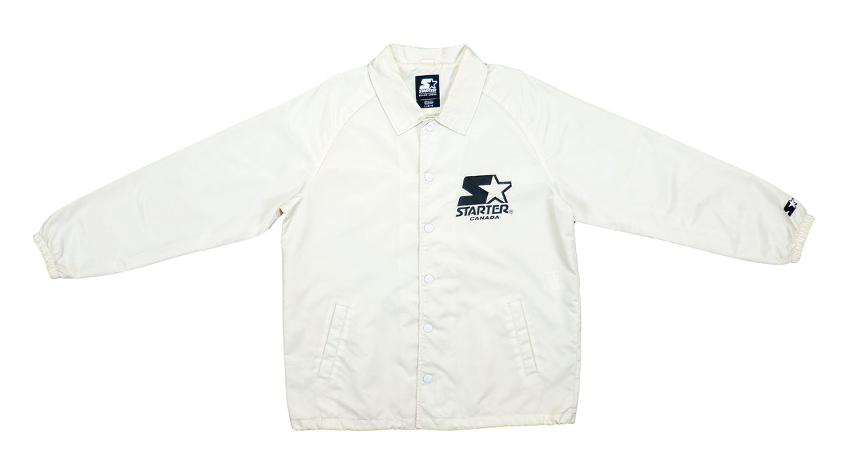 Starter - White Button Up Big Logo Windbreaker 1990sLarge Vintage Retro