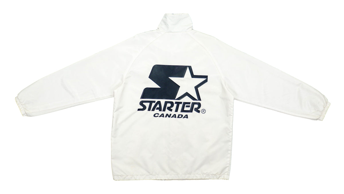Starter - White Button Up Big Logo Windbreaker 1990s Large Vintage Retro