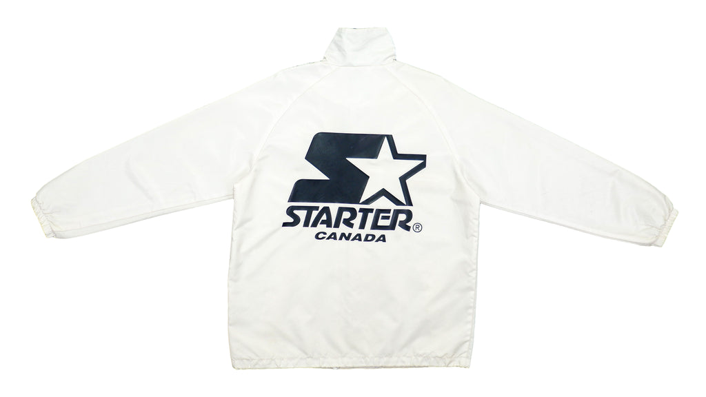 Starter - White Button Up Big Logo Windbreaker 1990s Large Vintage Retro