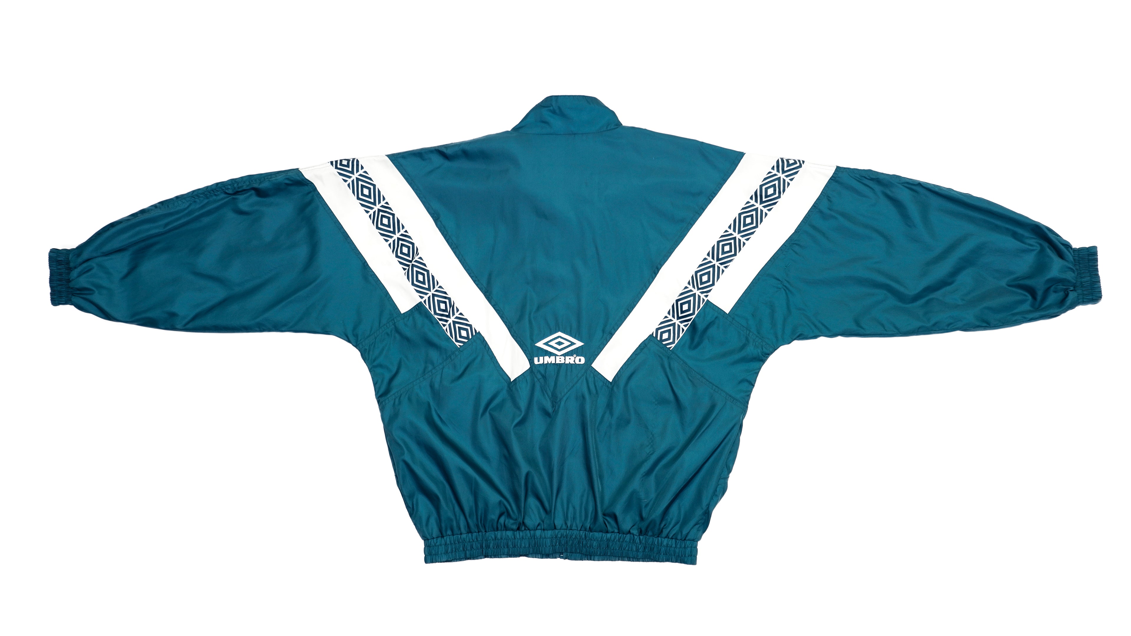 Umbro - Green with White Tape Logo Windbreaker 1990s Large Vintage Retro