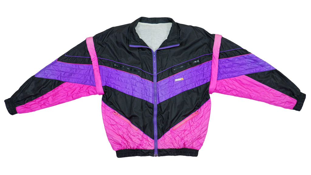 Ellesse - Black​ & Purple Tear Away Jacket 1990s Large Vintage Retro