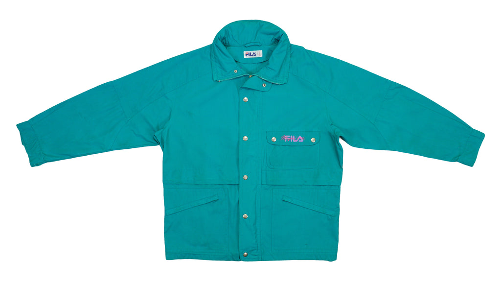 FILA - Green Denim Jacket 1990s X-Large Vintage Retro