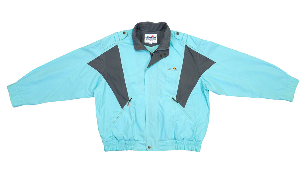Ellesse - Baby Blue Denim Big Logo Jacket 1990s Large Vintage Retro
