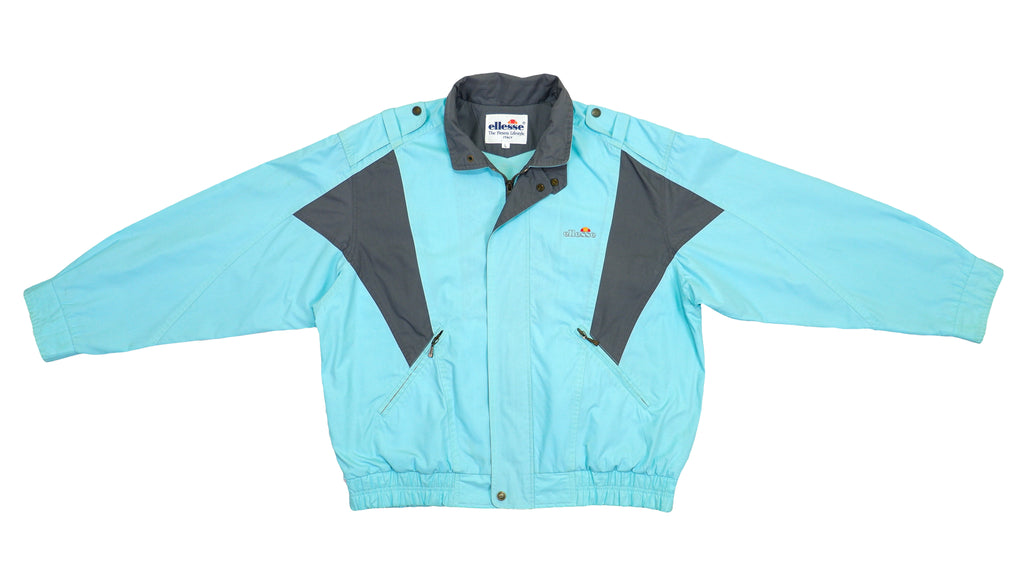 Ellesse - Baby Blue Denim Big Logo Jacket 1990s Large Vintage Retro