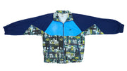 Puma - Blue & Green Patterned Windbreaker 1990s Large Vintage Retro
