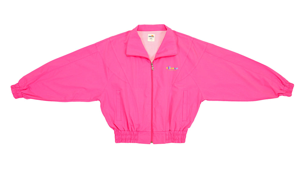 Ellesse - Pink Spell-Out Bomber Jacket 1990s Medium Ladies Vintage Retro