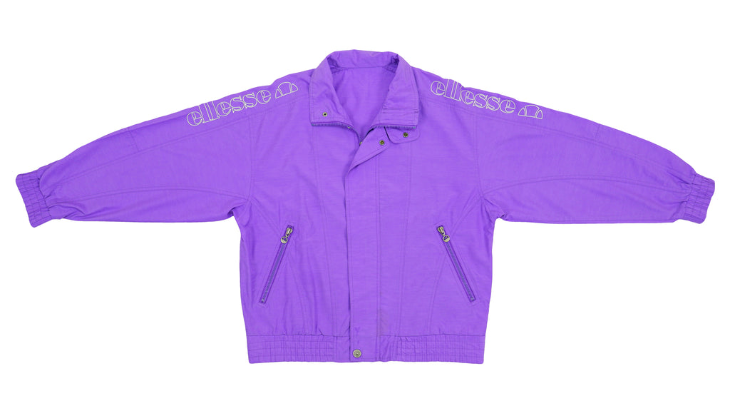 Ellesse - Purple Spell-Out Bomber Jacket 1990s Medium Vintage Retro