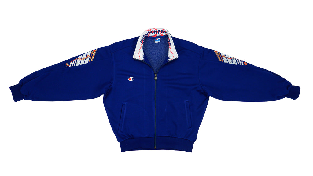 Champion - Blue Zip-Up Track Jacket 1990s Medium Vintage Retro